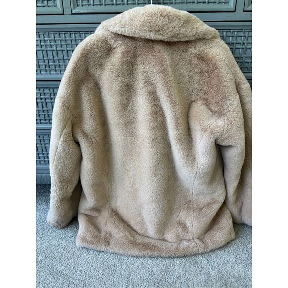 NWOT Free People Kate Faux Fur Double Breasted Teddy Coat Apricot Sz Sm $168 - Picture 7 of 8